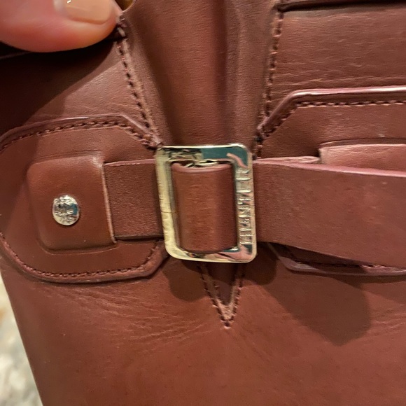 Size 7 Maroon leather HUNTER boots with fur lining - Picture 4 of 5